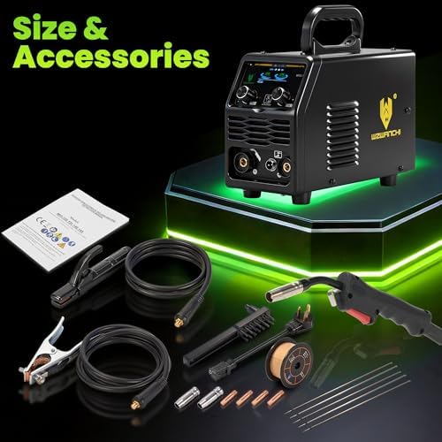 135A MIG Welder, Flux Core MIG/Lift TIG/Stick 3 In 1 MIG Welder With Smart LED Display 110/220V Dual Voltage Inverter Welder
