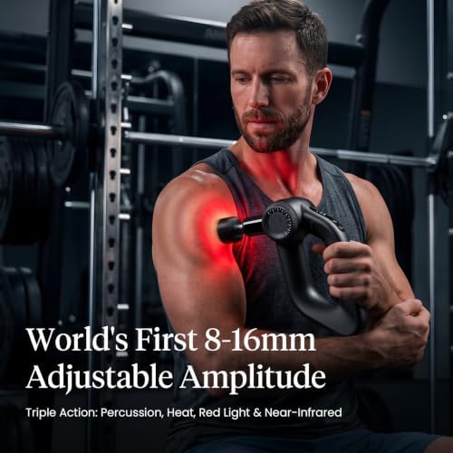 BOB AND BRAD D6 Ultra Max Massage Gun 8-16mm Adjustable Amplitude and Infrared Light, Deep Tissue Percussion Professional Muscle Massager for Athletes, FSA Eligible & HSA Approved