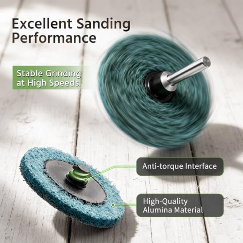 64PCS Sanding Discs 2 Inch & 3 Inch Roll Lock Quick Change Discs, Drill & Die Grinder Sanding Pads with 1/4 Holder, Nylon Surface Conditioning Discs Coarse Medium Fine for Rust Paint Removal Polishing