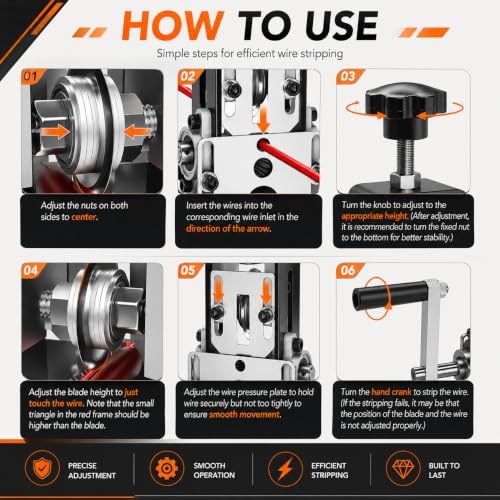 Manual Wire Stripping Machine, Drill Powered Wire Stripper Tool for 1.5-25mm Copper Cable, Tungsten Steel Blade Wire Peeler Machine, Hand Crank Scrap Wire Recycling Tool, ZT-001