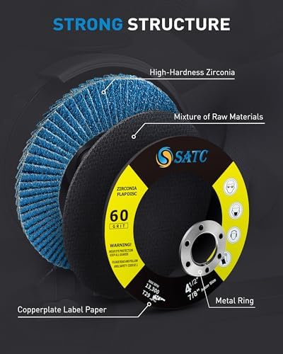 S SATC 100 PCS Flap Discs 4 1/2 for Angle Grinder 60 Grit Grinding Wheels