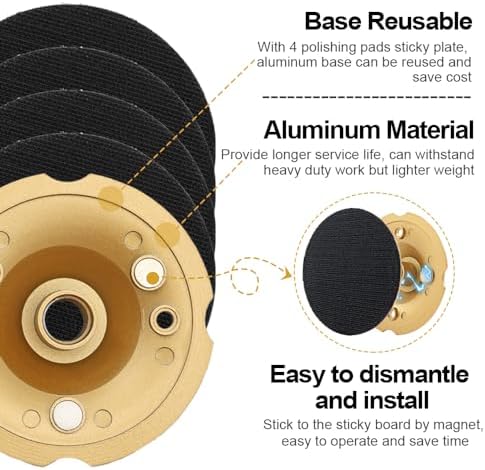 SHDIATOOL 4-Inch Backer Pad or Backing Pad of Aluminum Body with 5/8-Inch-11 Thread for Diamond Pads be Reusabling Pack of 5