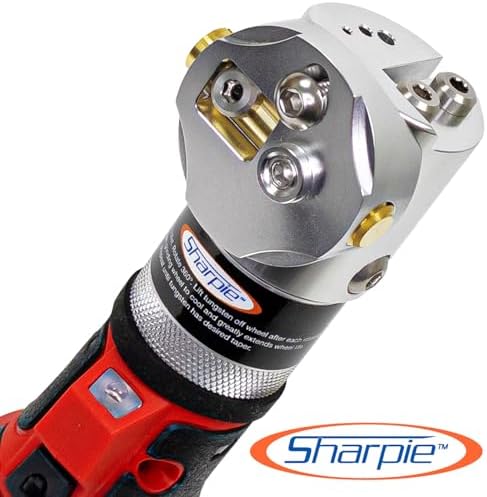 DXCL Hand-Held Cordless Tungsten Sharpener Grinder, Adjustable 15°- 45°, Diamond Ground Tapers (Auburn Red/Auburn Red)