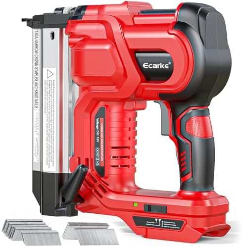 Ecarke 2" Electric Nail Gun Compatible with Milwaukee 18V Battery(Tool only),2 in 1 Cordless Brad Nailer Stapler with 1000 Nails,18 Gauge Nail Gun Battery Powered,2 Firing Modes for Trim Wood DIY
