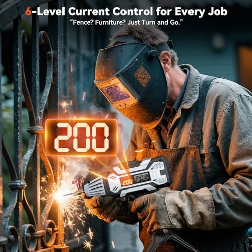 Portable Handheld Welding Machine 110V: 200A IGBT Inverter ARC Welder Gun with Digital Display & 6-Level Current Control, Hot Start & Anti-Stick Fits for 3/32"-1/8" Stick Rod
