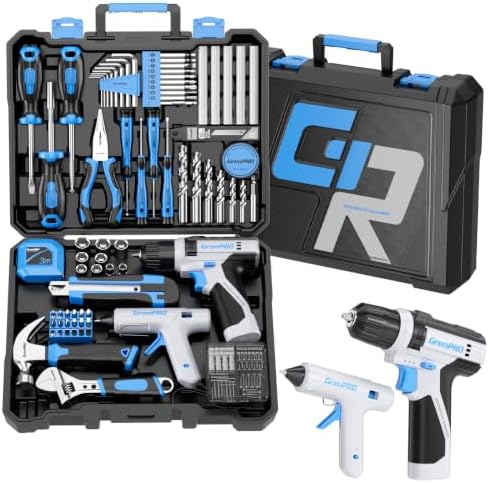 GRENPRO 188PC Blue Cordless Drill Tool Set for Wo&Men Tool Kit for Home Box