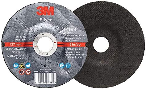 3M Silver Cut-Off Wheel, 87468, 36+, T27, 5 in x 0.045 in x 7/8 in