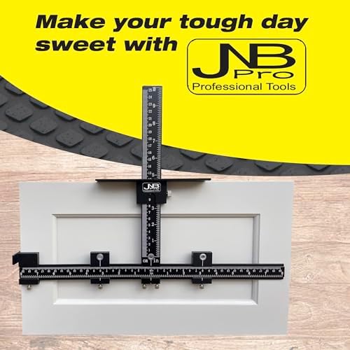 Cabinet Hardware Jig with Center Drill Guide, Hole Drilling for Drawer Handles and Pulls, Easy Install Tool - Full Aluminum Body with Free Carrying Case