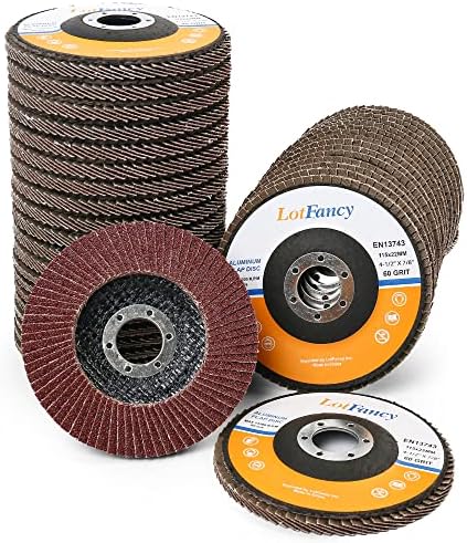 LotFancy 40PCS Flap Discs 4 1/2 for Angle Grinder, 4.5 x 7/8 Inch Sanding Disc 40 60 80 120 Grit, Grinding Wheels Welding Tools, Aluminum Oxide Abrasive, Type 27