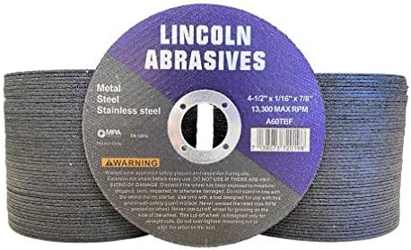 100 Pc 4.5" x 1/16" x 7/8" Cut-Off Wheels Lincoln Abrasives Metal & Stainless Steel