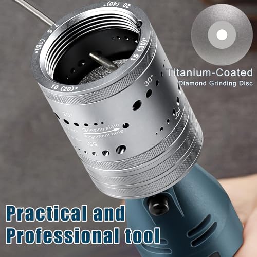 Tungsten Electrode Sharpener Grinder For TIG welding,6 Sizes 8 Angles Tungsten Electrode Grinder Head,Versatile Multi-Angle,TIG Welding accessories With Cut-Off Slot,10 Diamond Wheels, 3 CNC Mandrels