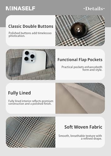 Mina Self 2026 Women's Fall Plaid Blazer Houndstooth Jacket Business Casual