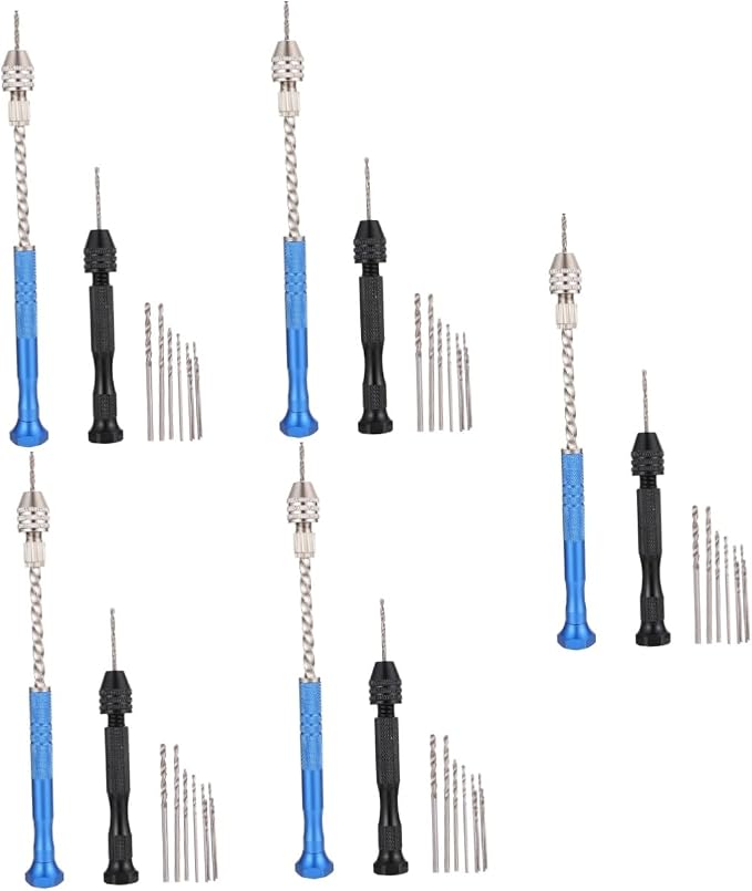 Angoily 5sets Hand Drill Drill Bits Jewelry Making Tool Kit Pin Vise for More for Crafting and Precision Work