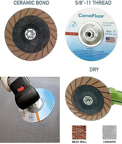 Concrete Grinding Cup Wheel 7" Ceramic Diamond Cup Wheel for Floor Grinding, Fits 5/8"-11 Arbor Angle Grinder,100# Medium