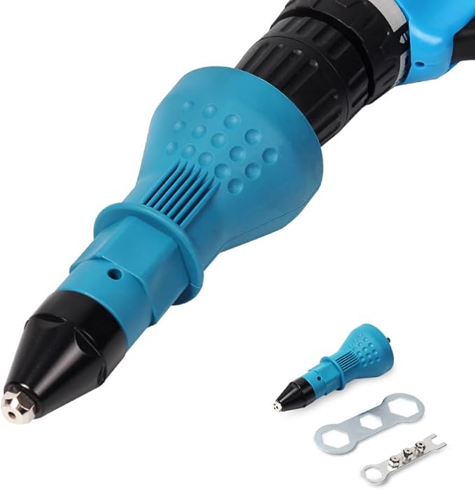 Cordless Electric Rivet Gun Adapter Kit Rivet Nut Drill Adaptor Riveting Tool Insert Nut Hand Tool Power Machine Accessories Blue