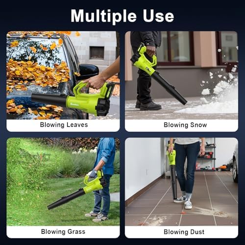 Leaf Blower Cordless with 2 Battery and Charger, Electric Powerful Blower