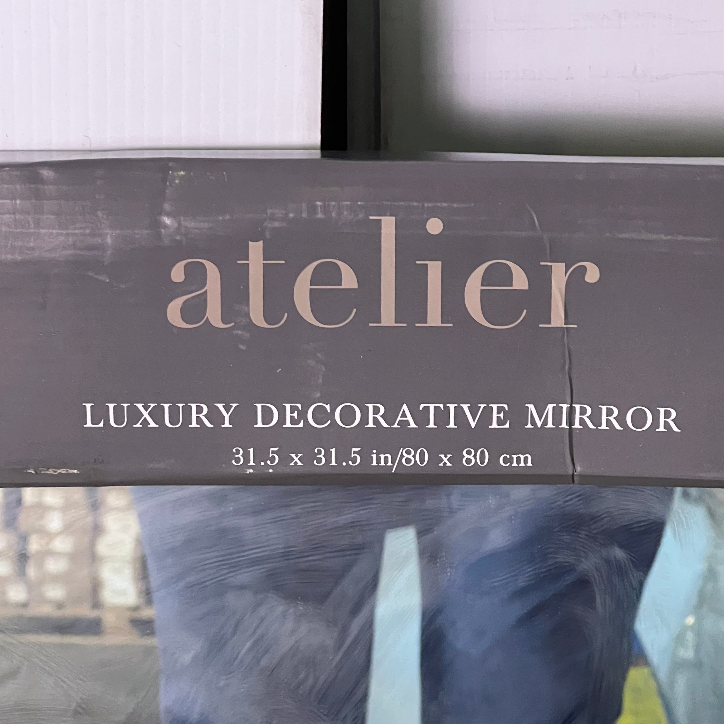 ATELIER Luxury Decorative Mirror Sz 31.5" x 31.5" Black (Distressed Box)