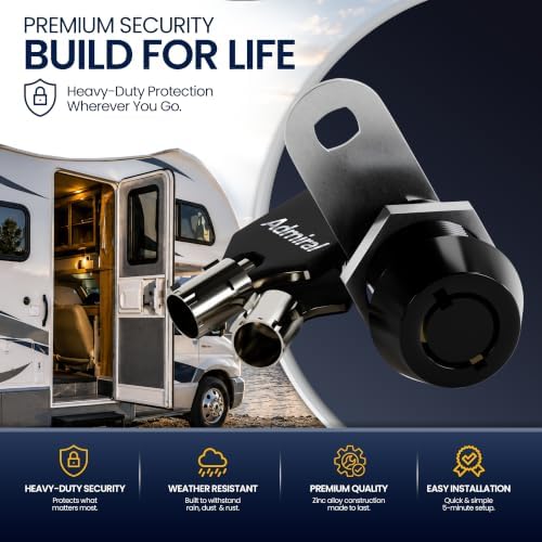 5/8" Tubular Cam Lock (180° Black, 2-Pack) RV Toolbox Cabinet Replacement