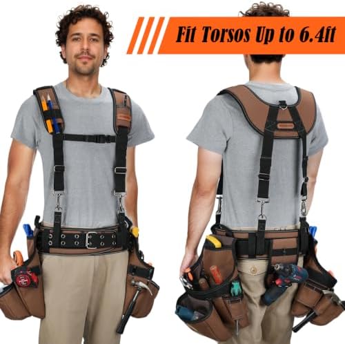 WELKINLAND 39-Pocket Tool Belt With Suspenders, Heavy-Duty Roof Tool Belt