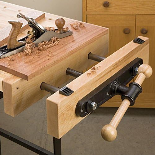 Rockler Quick Release Woodworking Vise Clamps for Woodworking (12”) – Heavy-Duty Bench Vise Woodworking – Quick Wood Vise for Workbench – Easy to Install Workbench Vise with Hardwood Handle