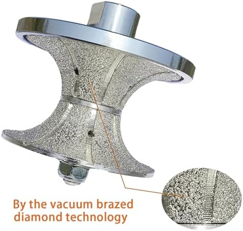 V50 2 inch Diamond Full Bullnose Profile Wheel Diamond Hand Profiler Router Bit Wheel Vacuum Brazed with 5/8-11 Thread for Grinder Polisher Granite Marble Concrete and Countertop Edge Shaping