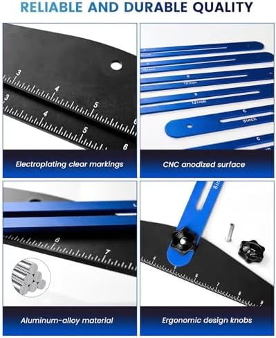 TANYO Stair Tread Template Tool, 8" to 60", Adjustable for Measuring (Blue)