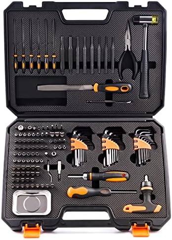 KNINE OUTDOORS Screwdriver Set Repair Kit Maintenance Tools with File Set, Hex Key Set, Ergonomical Designed T-BAR Ratcheting Wrench Rubber Mallet Bits Wrenches Adapters Pin Punches, 138 Set