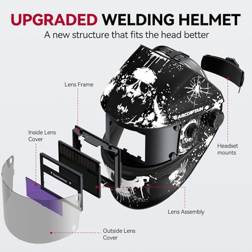 ARCCAPTAIN Welding Hood, 1/1/1/1 True Color Auto Darkening Welding Helmet