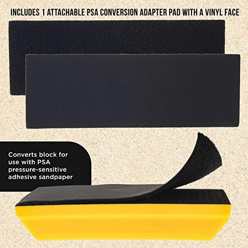 Dura-Gold Pro Series Rectangle 10" x 2-3/4" Hand Sanding Block Pad with Hook & Loop Backing and PSA Adapter Pad & 2000 Grit Green Sandpaper Roll, 2-3/4" Wide, 20 Yards Long