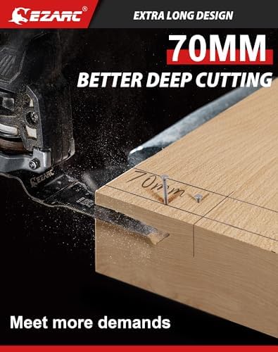 EZARC Titanium Oscillating Saw Blades, Extra-Long Oscillating Multitool Blades for Metal, Wood Nails, Screws Cutting, Plastic, 10 Pack