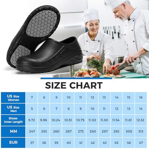 Chef Shoes Men Women Non Slip Work Shoes Water Proof Closed Toe Clogs for Nurse Kitchen Restaurant Food Service