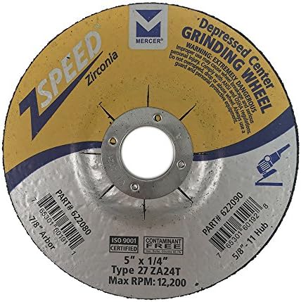 Mercer Industries 622080 - 5" x 1/4" x 7/8" ZSPEED Zirconia Type 27 Grinding Wheels for Stainless Steel (25 pack)