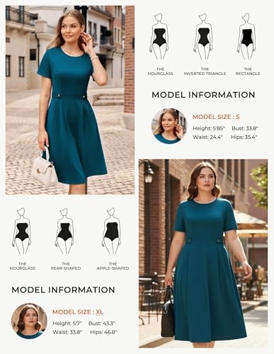GRACE KARIN Women's 2026 Short Sleeve Church Work Midi Dresses with Pockets