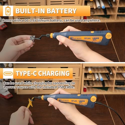 Reciprocating Sander, Mini Detail Sander Tool, Variable Speed and USB Charging with LED Light, Pen Sander With 6pcs Sanding Head, Fit for Sanding, Polishing, Finishing, DIY Crafts (Blue)