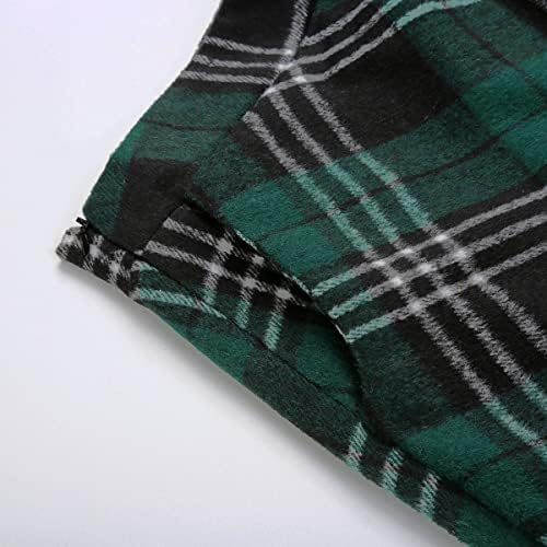 IDEALSANXUN Womens Plaid Wool Skirts Elastic Waist A-Line Pleated Tartan Long Skirts