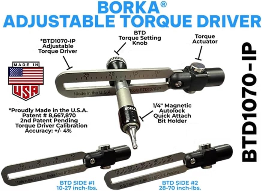 Precision Torque Driver Kit PROTK - Adjustable 10-70 in-lb Torque Wrench with 17 Bits, Ratchet, Socket and Case for Optics Mounting and Gunsmithing