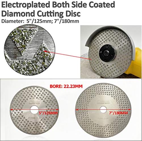 SHDIATOOL 5 Inch Electroplated Diamond Cutting Grinding Disc Fits 7/8 Inch Arbor Both Side Coated Diamond Blade for Granite Marble Diamond Disk Diamond Wheel