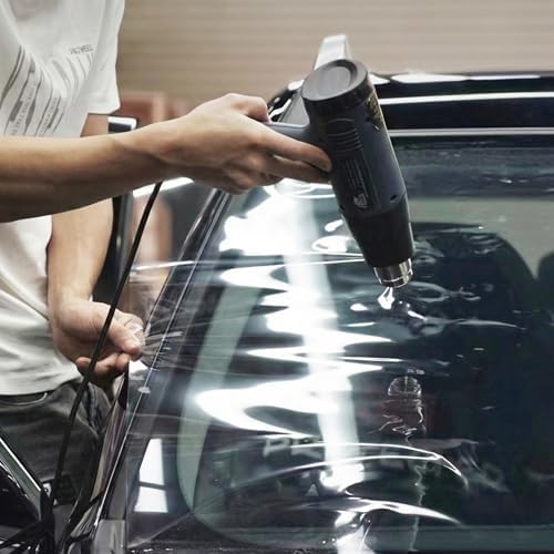 Spanno Vinyl Wrap Kit with Heat Gun, Black Car Wrap Kit for Window Tint
