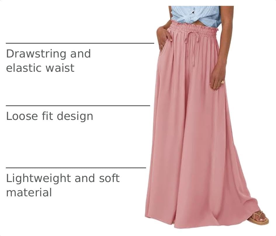 BTFBM Wide Leg Flowy Palazzo Pants for Women