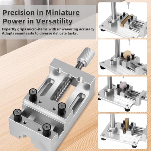 Mini Drill Press Vise, High Precision Aluminum Small Vise 0-1.85" Clamping Range for Crafts, Jewelry Making, Modeling, Repairs, Hobbies, Watches & Small Electronics, Mini Vise for Micro Fabrication