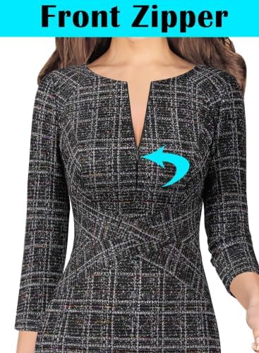 VFSHOW Womens Work Business Office Zipper Up Slim Bodycon Sheath Dress