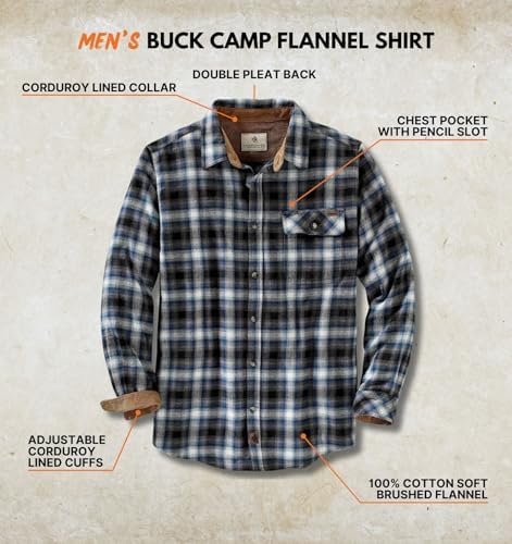 Legendary Whitetails Mens Flannel Long Sleeve Button Down 100% Cotton Shirt