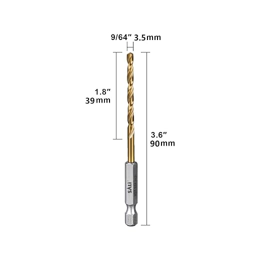 SALI Cobalt Drill Bit Set,20 Pack 9/64 Inch High Speed Steel Hex Shank Jobber Drill Bits, for Hardwood, Aluminum,Metal,Copper,Alloyed Steel
