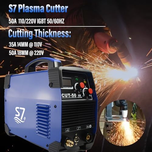 50A Plasma Cutter with LED Display, Dual Voltage 110V/220V, Clean Metal Cutting up to 1/2″ Steel, Easy Setup PT31 Torch, Lightweight for DIY & Home Workshops