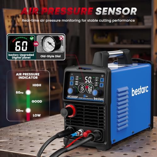 Bestarc 50A Pilot Arc Plasma Cutter, 110/220V, LED Display, Air Sensor