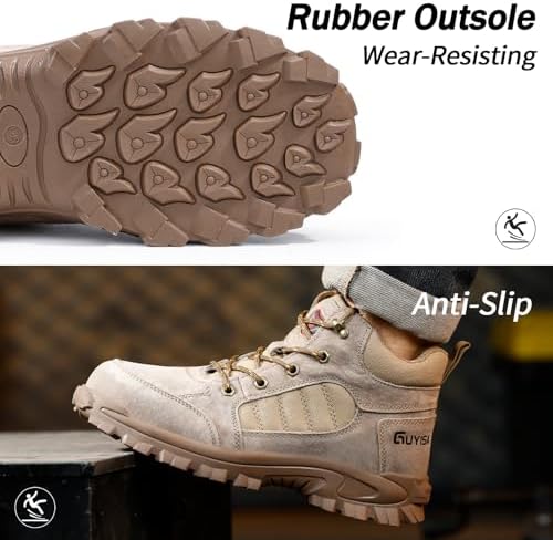 GUSAYEX Steel Toe Boots for Men Puncture Resistant Work Boots