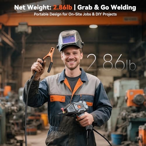 Portable Handheld Welding Machine 110V: 200A IGBT Inverter ARC Welder Gun with Digital Display & 6-Level Current Control, Hot Start & Anti-Stick Fits for 3/32"-1/8" Stick Rod