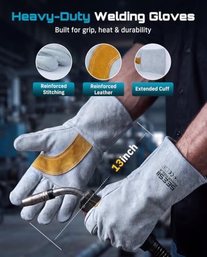 SEESII 135A MIG Welder Kit - Gasless Flux Core, Lift TIG, Stick 3-in-1 Welding Machine with Auto-Darkening Helmet & Gloves, 110V Portable IGBT Inverter Welder with Smart Digital Display