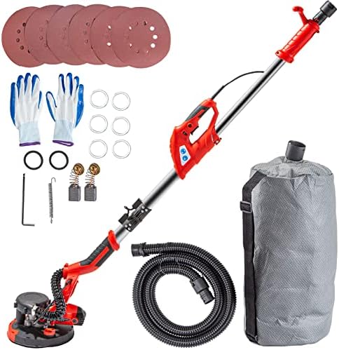 VEVOR Drywall Sander 750W, Electric Sander Variable Speed 800-1750RPM, Drywall Sander Foldable Sheetrock Sander, with Telescope Handle, Vacuum Bag Drywall Sanders 6 Sand Pads