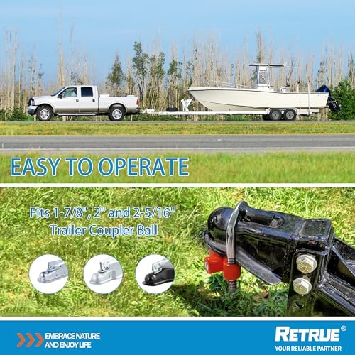 RETRUE Universal Trailer Coupler Lock, Adjustable Hitch Ball Lock, Red